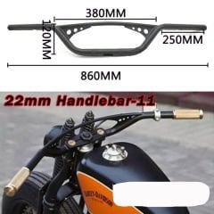 Chopper Cafe Racer Gidon/Direksiyon 22mm Siyah Renk
