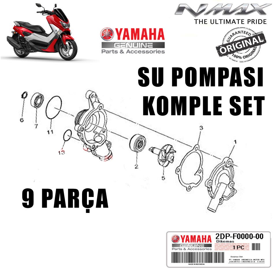 Nmax 125/155 2015-2020 Orijinal 9 Parça Devir Daim Su Pompa Seti Komple