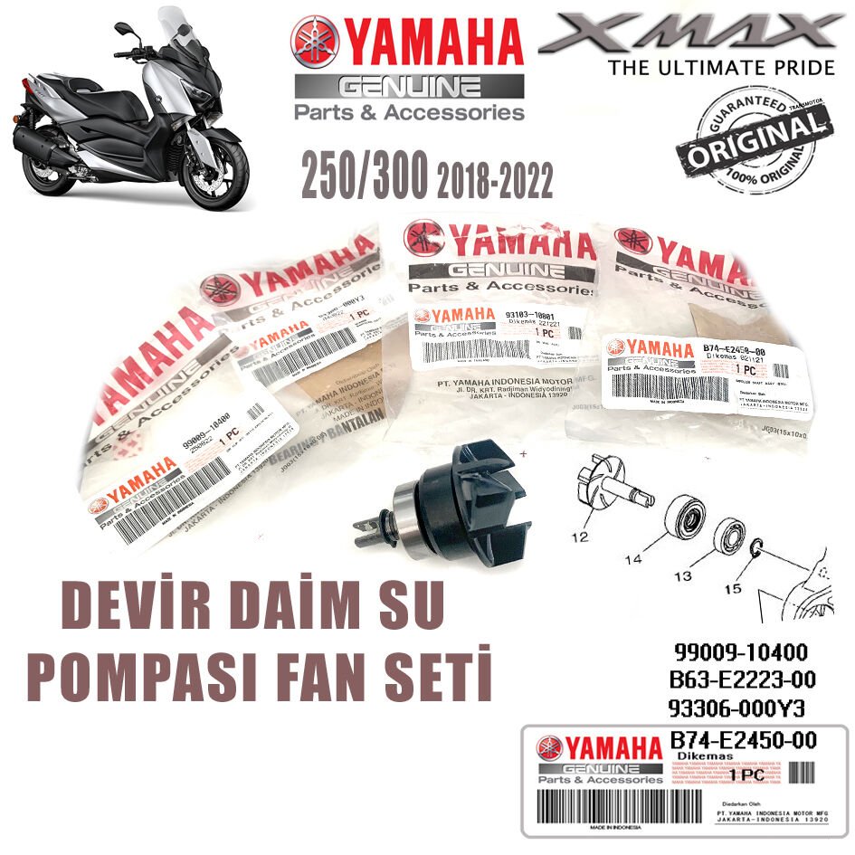 Xmax 250/300 2018-2024 Orijinal Devir Daim Su Pompa Fan Seti
